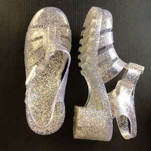 90’s Silver Jelly shoes size 6